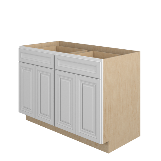 DAMASCUS Ready to Assemble 48 in. W x 34.5 in. H x 24 in. D Plywood Base Cabinet w/(2) Roll-out Trays in French Vanilla | Kunal Kitchens