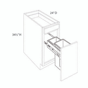 DAMASCUS Ready to Assemble 15 in. W x 34.5 in. H x 24 in. D Plywood Base Cabinet Pull-out Wastebasket w/Soft Close in French Vanilla | Kunal Kitchens