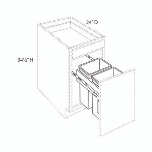 DAMASCUS Ready to Assemble 18 in. W x 34.5 in. H x 24 in. D Plywood Base Cabinet Pull-out Wastebasket w/Soft Close in French Vanilla | Kunal Kitchens