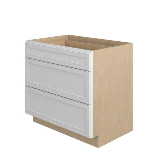 DAMASCUS Ready to Assemble 36 in. W x 34.5 in. H x 24 in. D Plywood Drawer Base Cabinet in French Vanilla | Kunal Kitchens