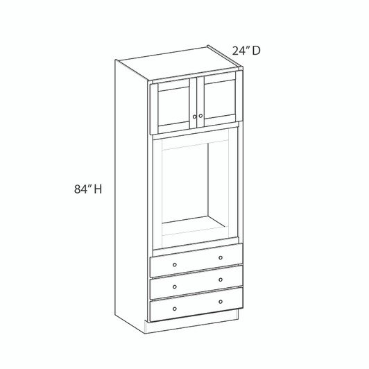 DAMASCUS Ready to Assemble 33 in. W x 84 in. H x 24 in. D Plywood Oven Tall Cabinet in French Vanilla | Kunal Kitchens