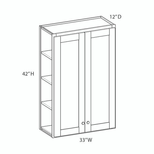 DAMASCUS Ready to Assemble 33 in. W x 42 in. H x 12 in. D Plywood Wall Cabinet in French Vanilla | Kunal Kitchens