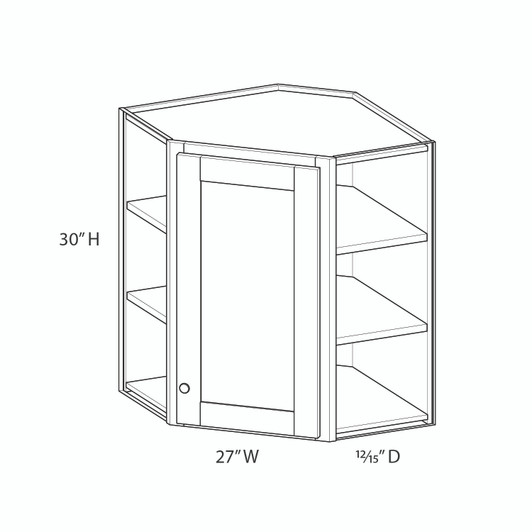 PORTSMOUTH Ready to Assemble 27 in. W x 30 in. H x 15 in. D Plywood Diagonal Corner Wall Cabinet in Bordeaux | Kunal Kitchens