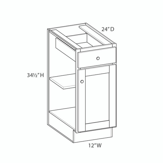 PORTSMOUTH Assembled 12 in. W x 34.5 in. H x 24 in. D Plywood Base Cabinet in Bordeaux | Kunal Kitchens