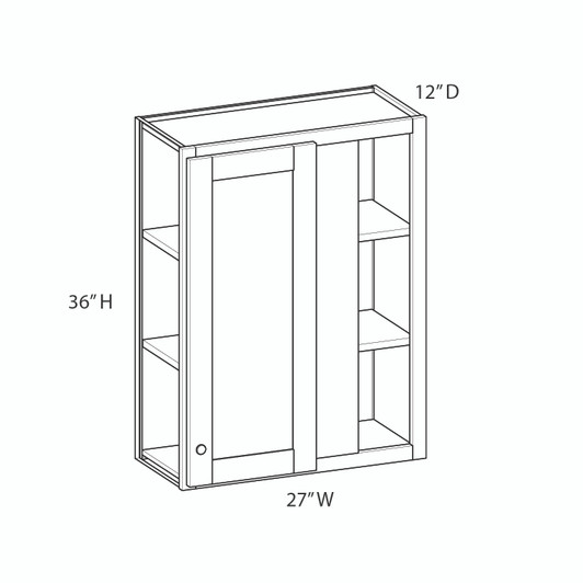 CUMBERLAND Assembled 27 in. W x 36 in. H x 12 in. D Plywood Blind Wall Corner Cabinet in Painted Stratus | Kunal Kitchens