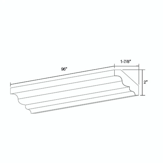 CUMBERLAND 96 in. W x 2 in. H x 2 in. D Crown Molding in Painted Stratus | Kunal Kitchens