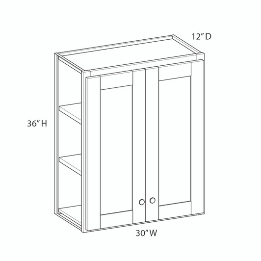 CUMBERLAND Assembled 30 in. W x 36 in. H x 12 in. D Plywood Wall Cabinet in Painted Stratus | Kunal Kitchens