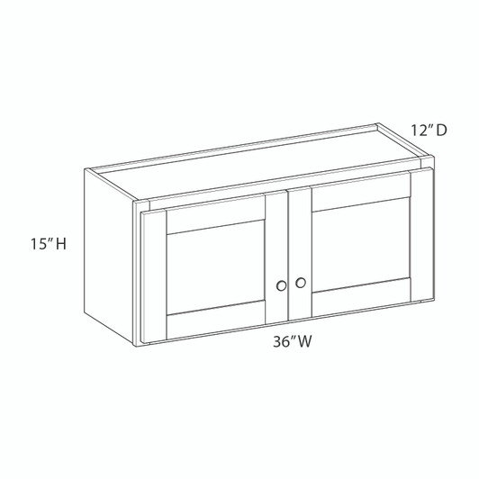 CUMBERLAND Assembled 36 in. W x 15 in. H x 12 in. D Plywood Wall Cabinet in Painted Stratus | Kunal Kitchens