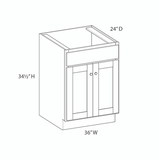 CUMBERLAND Ready to Assemble 36 in. W x 34.5 in. H x 24 in. D Plywood Sink Base Cabinet in Painted Stratus | Kunal Kitchens