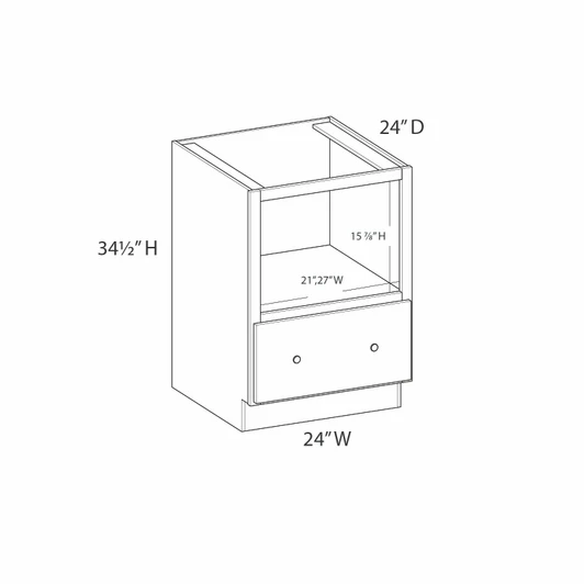 Yorktown Assembled 24 in. W x 34.5 in. H x 24 in. D Plywood Base Microwave Cabinet in Walnut | Kunal Kitchens