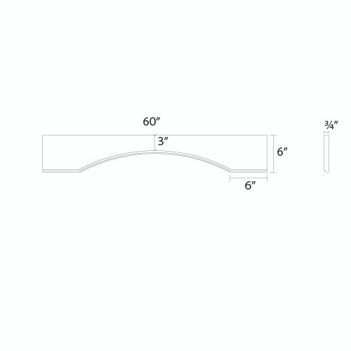 Yorktown 60 in. W x 6 in. H x 0.75 in. D Arched Valance in Walnut | Kunal Kitchens