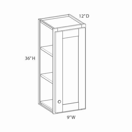 Yorktown Assembled 9 in. W x 36 in. H x 12 in. D Plywood Wall Cabinet in Walnut | Kunal Kitchens