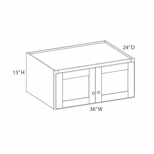 Yorktown Assembled 36 in. W x 15 in. H x 24 in. D Plywood Wall Cabinet in Walnut | Kunal Kitchens