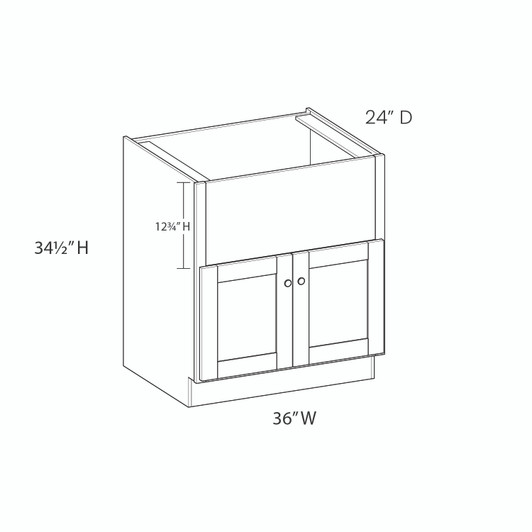 Yorktown Ready to Assemble 36 in. W x 34.5 in. H x 24 in. D Plywood Farm Sink Base Cabinet in Walnut | Kunal Kitchens