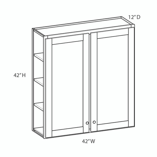 Yorktown Ready to Assemble 42 in. W x 42 in. H x 12 in. D Plywood Wall Cabinet in Walnut | Kunal Kitchens