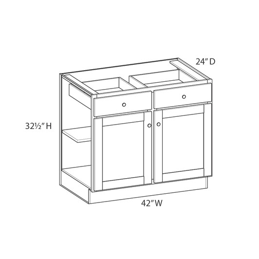 ABERDEEN Assembled 42 in. W x 32.5 in. H x 24 in. D Plywood Base Cabinet in Caramel | Kunal Kitchens