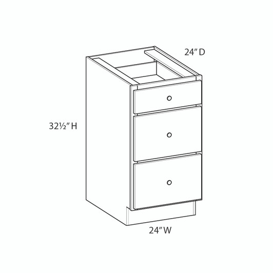 ABERDEEN Assembled 24 in. W x 32.5 in. H x 24 in. D Plywood Drawer Base Cabinet in Caramel | Kunal Kitchens
