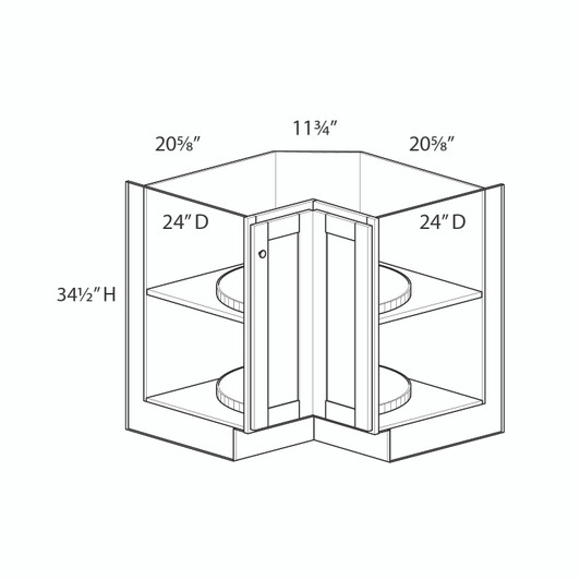 ABERDEEN Assembled 33 in. W x 34.5 in. H x 24 in. D Plywood Lazy Susan Base Corner Cabinet Left in Caramel | Kunal Kitchens