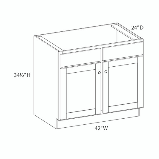 ABERDEEN Assembled 42 in. W x 34.5 in. H x 24 in. D Plywood Sink Base Cabinet in Caramel | Kunal Kitchens