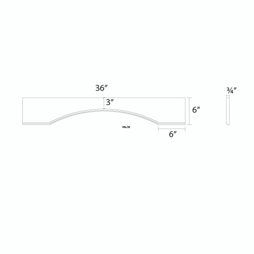 ABERDEEN 36 in. W x 6 in. H x 0.75 in. D Arched Valance in Caramel | Kunal Kitchens