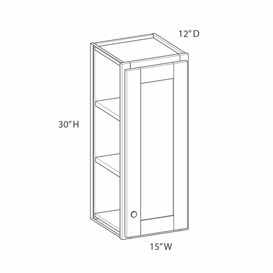 ABERDEEN Assembled 15 in. W x 30 in. H x 12 in. D Plywood Wall Cabinet in Caramel | Kunal Kitchens