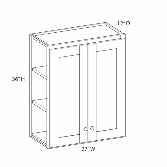 ABERDEEN Assembled 27 in. W x 30 in. H x 12 in. D Plywood Wall Cabinet in Caramel | Kunal Kitchens