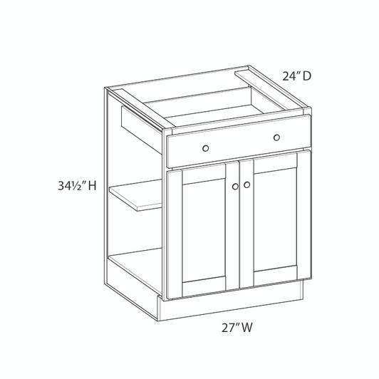 ABERDEEN Ready to Assemble 27 in. W x 34.5 in. H x 24 in. D Plywood Base Cabinet w/(1) Roll-out Tray in Caramel | Kunal Kitchens