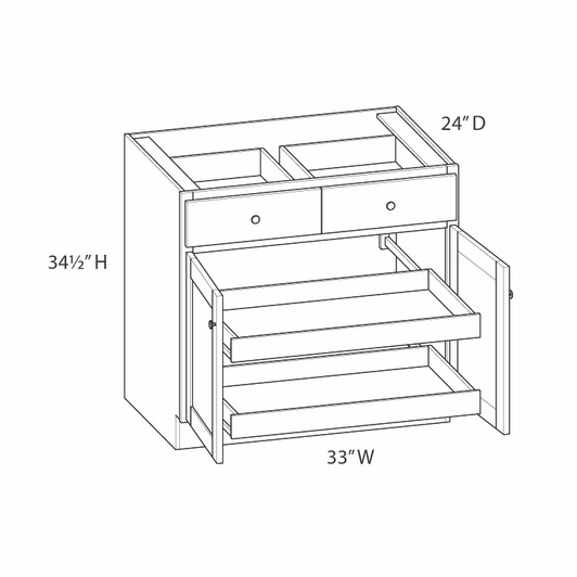 ABERDEEN Ready to Assemble 33 in. W x 34.5 in. H x 24 in. D Plywood Base Cabinet in Caramel | Kunal Kitchens