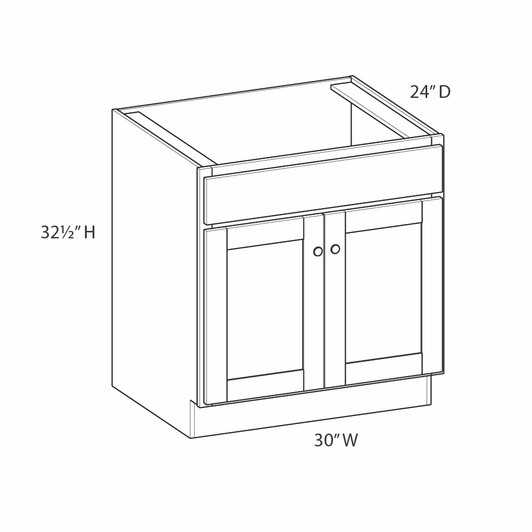 ABERDEEN Ready to Assemble 30 in. W x 32.5 in. H x 24 in. D Plywood Sink Base Cabinet in Caramel | Kunal Kitchens