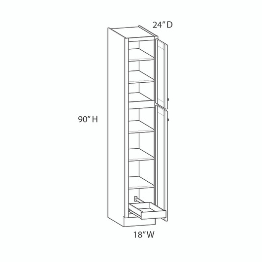 ABERDEEN Ready to Assemble 18 in. W x 90 in. H x 24 in. D Plywood Tall Cabinet w/(1) Roll-out Tray in Caramel | Kunal Kitchens