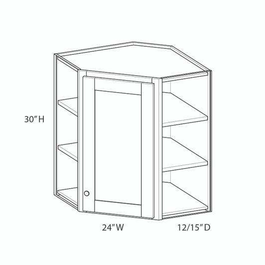 ABERDEEN Ready to Assemble 24 in. W x 30 in. H x 12 in. D Plywood Diagonal Corner Wall Cabinet in Caramel | Kunal Kitchens