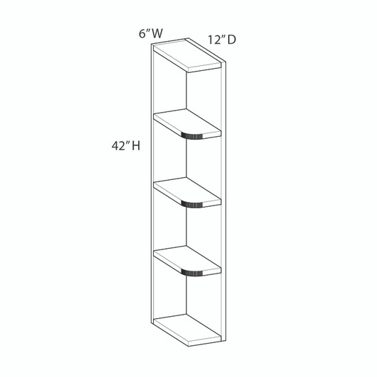 ABERDEEN Ready to Assemble 6 in. W x 42 in. H x 12 in. D Plywood Wall End Cabinet in Caramel | Kunal Kitchens
