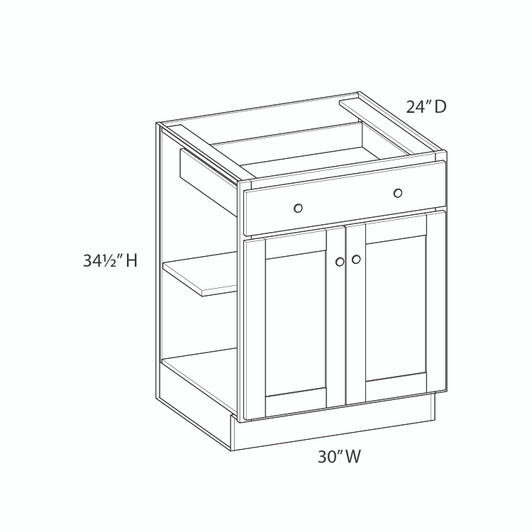 CHARLOTTE Assembled 30 in. W x 34.5 in. H x 24 in. D Plywood Base Cabinet in Bordeaux | Kunal Kitchens