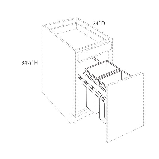CHARLOTTE Assembled 18 in. W x 34.5 in. H x 24 in. D Plywood Base Cabinet Pull-out Wastebasket w/Soft Close in Bordeaux | Kunal Kitchens CHARLOTTE Assembled 18 in. W x 34.5 in. H x 24 in. D Plywood Base Cabinet Pull-out Wastebasket w/Soft Close in Bordeaux | Kunal Kitchens