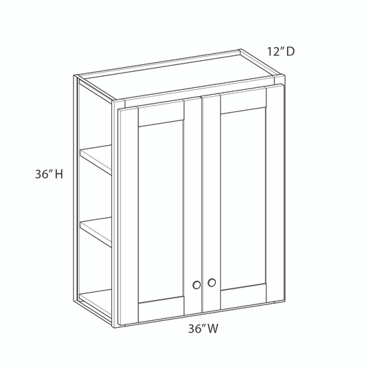 CHARLOTTE Assembled 36 in. W x 36 in. H x 12 in. D Plywood Wall Cabinet in Bordeaux | Kunal Kitchens