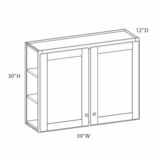 CHARLOTTE Assembled 39 in. W x 30 in. H x 12 in. D Plywood Wall Cabinet in Bordeaux | Kunal Kitchens