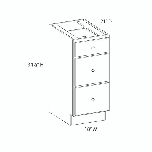 JAMESTOWN Assembled 18 in. W x 34.5 in. H x 21 in. D Plywood Drawer Vanity Cabinet in Espresso | Kunal Kitchens