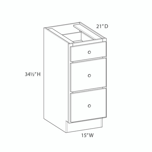 Bedford Ready to Assemble 15 in. W x 34.5 in. H x 21 in. D Plywood Drawer Vanity Cabinet in Painted White | Kunal Kitchens