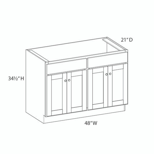 DAMASCUS Ready to Assemble 48 in. W x 34.5 in. H x 21 in. D Plywood Vanity Cabinet in French Vanilla | Kunal Kitchens