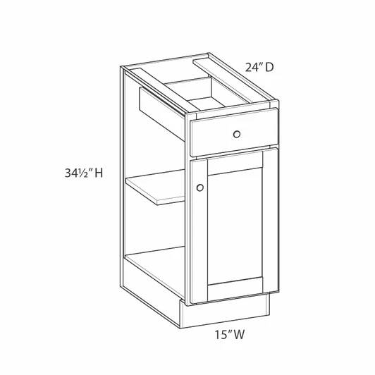 PEMBROKE Assembled 15 in. W x 34.5 in. H x 24 in. D Plywood Base Cabinet in Painted White | Kunal Kitchens