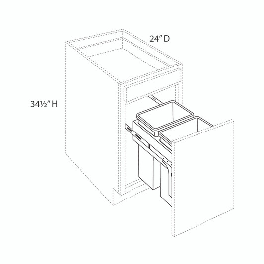 PEMBROKE Assembled 18 in. W x 34.5 in. H x 24 in. D Plywood Base Cabinet Pull-out Wastebasket w/Soft Close in Painted White | Kunal Kitchens