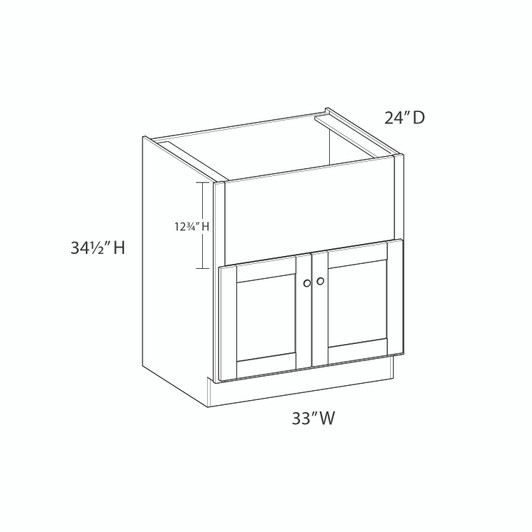 Brighton Assembled 33 in. W x 34.5 in. H x 24 in. D Plywood Farm Sink Base Cabinet in Painted White | Kunal Kitchens