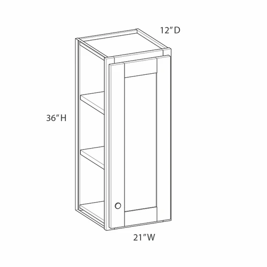 Brighton Assembled 21 in. W x 36 in. H x 12 in. D Plywood Wall Cabinet in Painted White | Kunal Kitchens