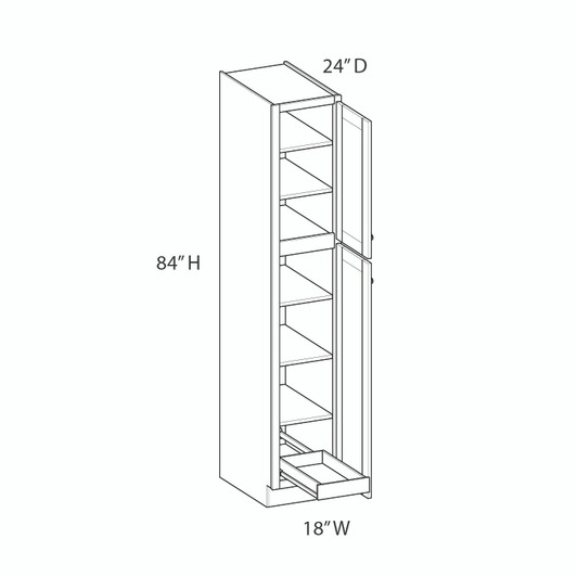 Brighton Ready to Assemble 18 in. W x 84 in. H x 24 in. D Plywood Tall Cabinet w/(1) Roll-out Tray in Painted White | Kunal Kitchens