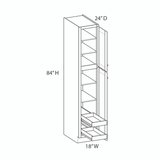 Brighton Ready to Assemble 18 in. W x 84 in. H x 24 in. D Plywood Tall Cabinet w/(2) Roll-out Trays in Painted White | Kunal Kitchens