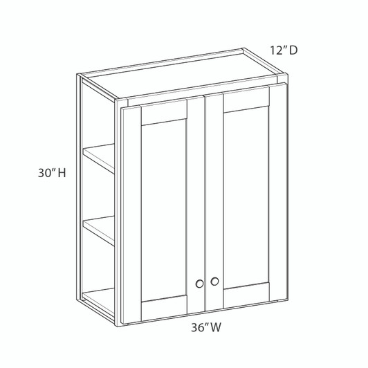 Brighton Ready to Assemble 36 in. W x 30 in. H x 12 in. D Plywood Wall Cabinet in Painted White | Kunal Kitchens