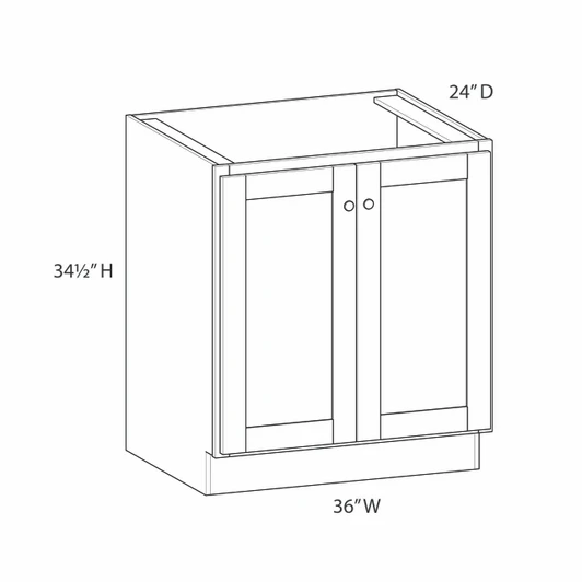 NORFOLK Assembled 36 in. W x 34.5 in. H x 24 in. D Plywood Base Cabinet Full Height Door(s) in Painted White | Kunal Kitchens