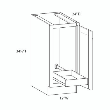  CHARLOTTE Ready to Assemble 12 in. W x 34.5 in. H x 24 in. D Plywood Base Cabinet Full Height Door(s) w/(1) Roll-out Tray in Bordeaux | Kunal Kitchens