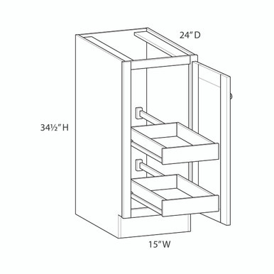  CHARLOTTE Ready to Assemble 15 in. W x 34.5 in. H x 24 in. D Plywood Base Cabinet Full Height Door(s) w/(2) Roll-out Trays in Bordeaux | Kunal Kitchens