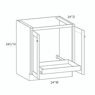  CHARLOTTE Ready to Assemble 24 in. W x 34.5 in. H x 24 in. D Plywood Base Cabinet Full Height Door(s) w/(1) Roll-out Tray in Bordeaux | Kunal Kitchens